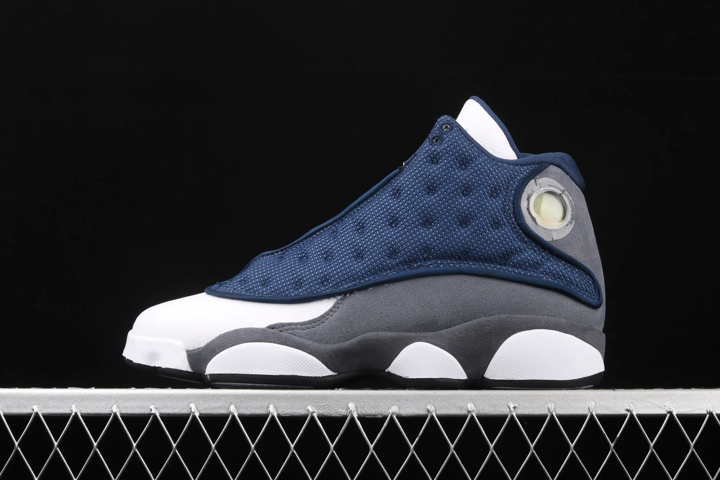 All categories Air Jordan Jordan series basketball shoes Air Jordan 13 Air Jordan 13 Flint GIGI AJ13 Joe 13 white blue navy blue 3M reflective version 415171-404